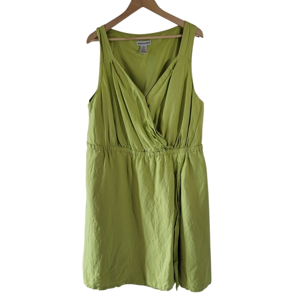 Jessica London Dress + Blouse Twinnie Set 22 Green Hawaiian Tropical Linen Blend View 2